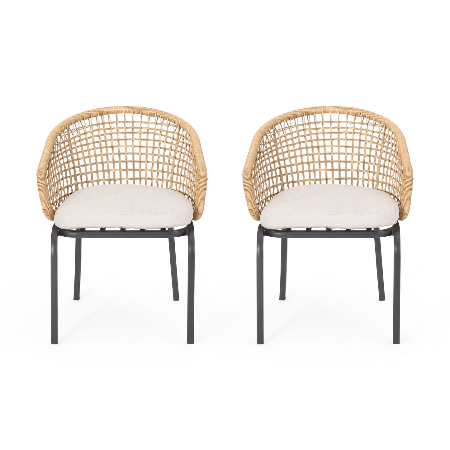 Outdoor and Indoor Wicker Chair with Iron Legs