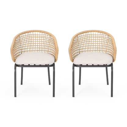Outdoor and Indoor Wicker Chair with Iron Legs