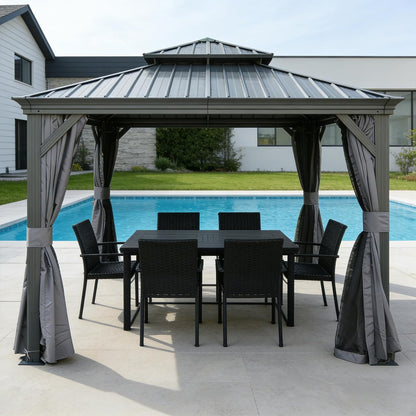 13x13ft Outdoor Hardtop Gazebo With Steel Roof