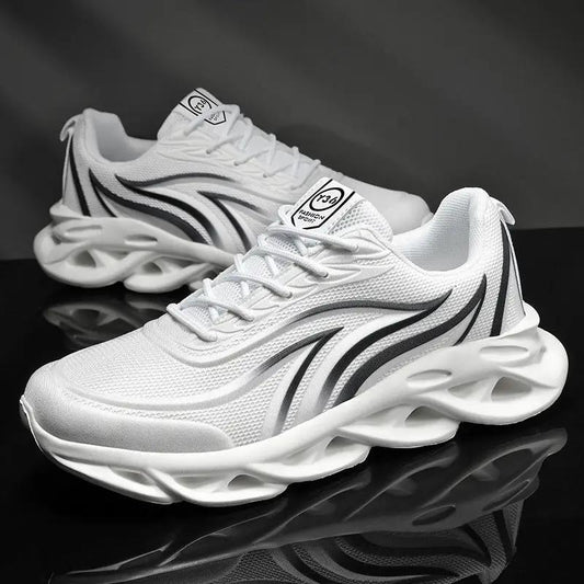White mesh basketball shoes pair with black wave accents and chunky sculpted outsole on Tampa Home & Garden Store