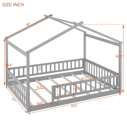 Bed House Bed Frame With Fence canopy bed frame by Unique Piece Furniture in gray on Tampa Home & Garden Store