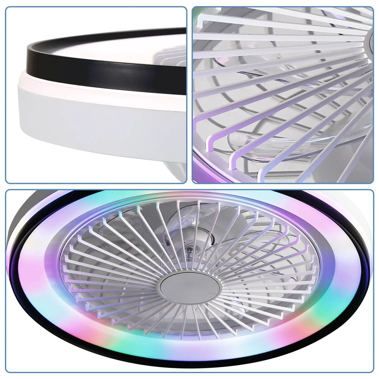 RGB Dimmable LED Enclosed Ceiling Fan with Remote
