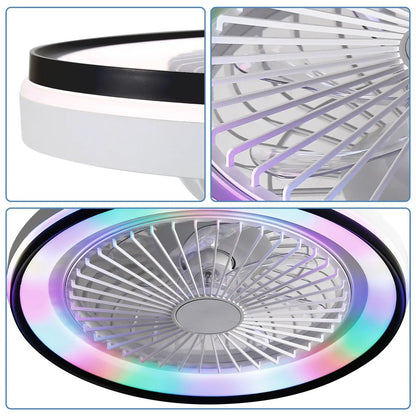 RGB Dimmable LED Enclosed Ceiling Fan with Remote