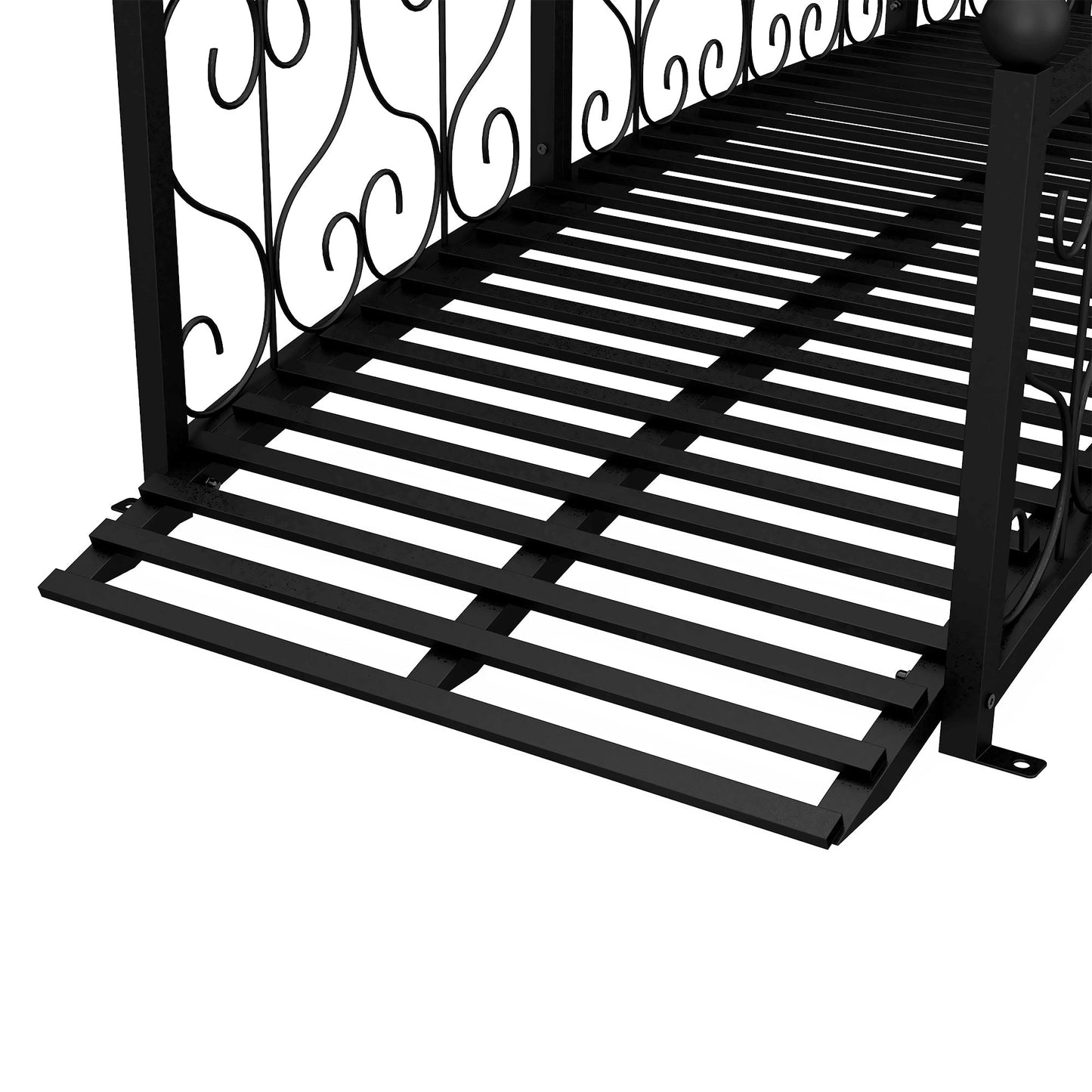 Outsunny 7' metal arch garden bridge with safety siderails, black slatted deck on Tampa Home & Garden Store