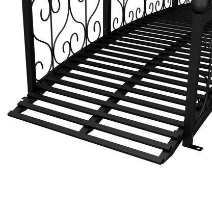 Outsunny 7' metal arch garden bridge with safety siderails, black slatted deck on Tampa Home & Garden Store