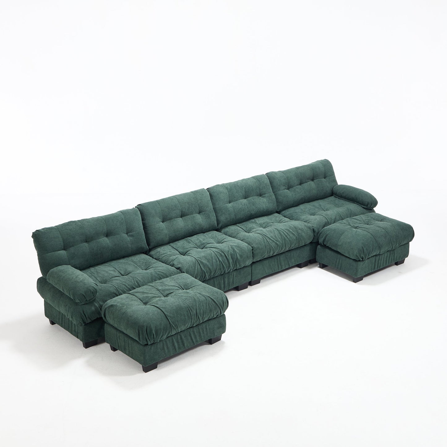 U Shaped Couch Modular Sectional Sofa by HouseOfZazla in emerald green tufted fabric, modular on Tampa Home & Garden Store
