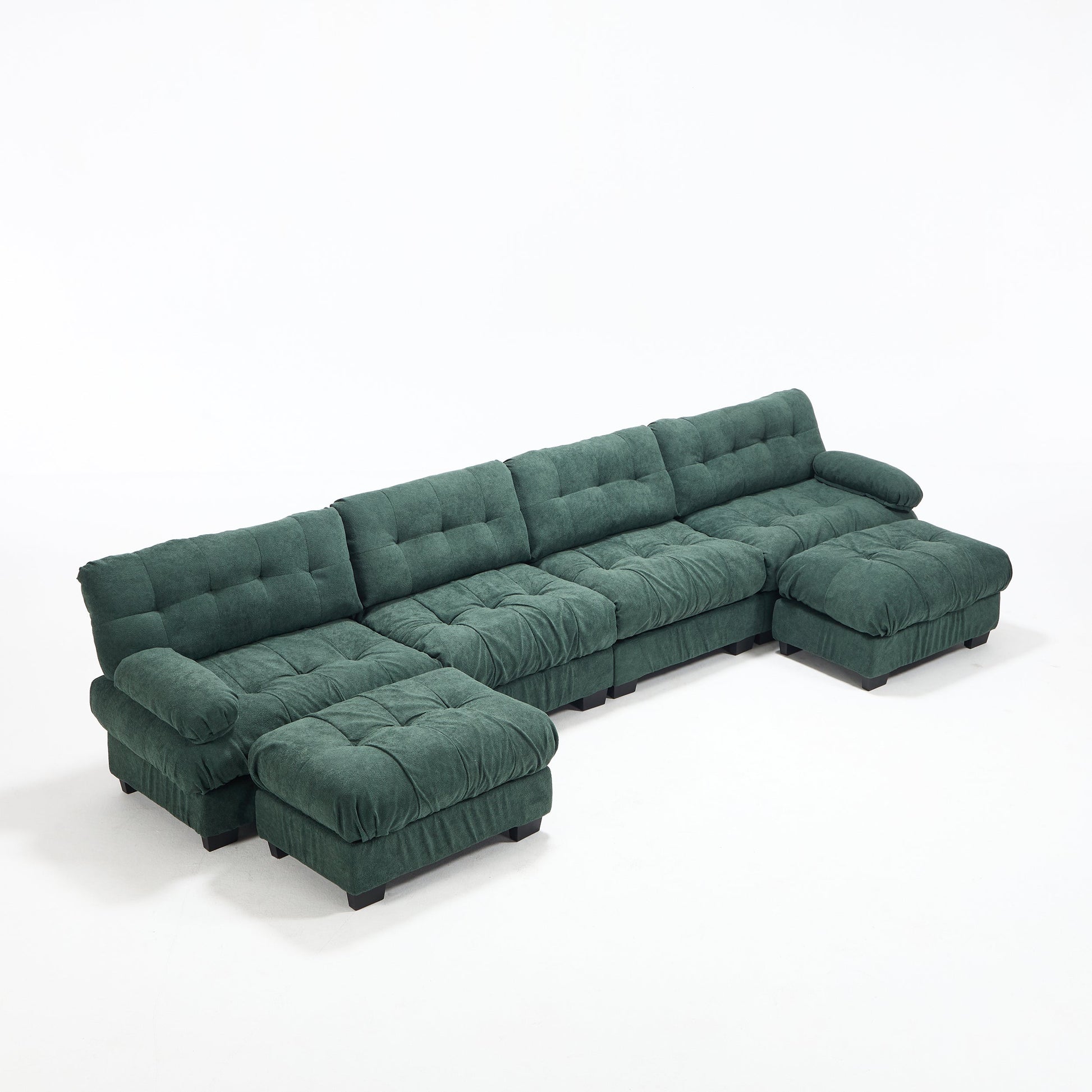 U Shaped Couch Modular Sectional Sofa by HouseOfZazla in emerald green tufted fabric, modular on Tampa Home & Garden Store