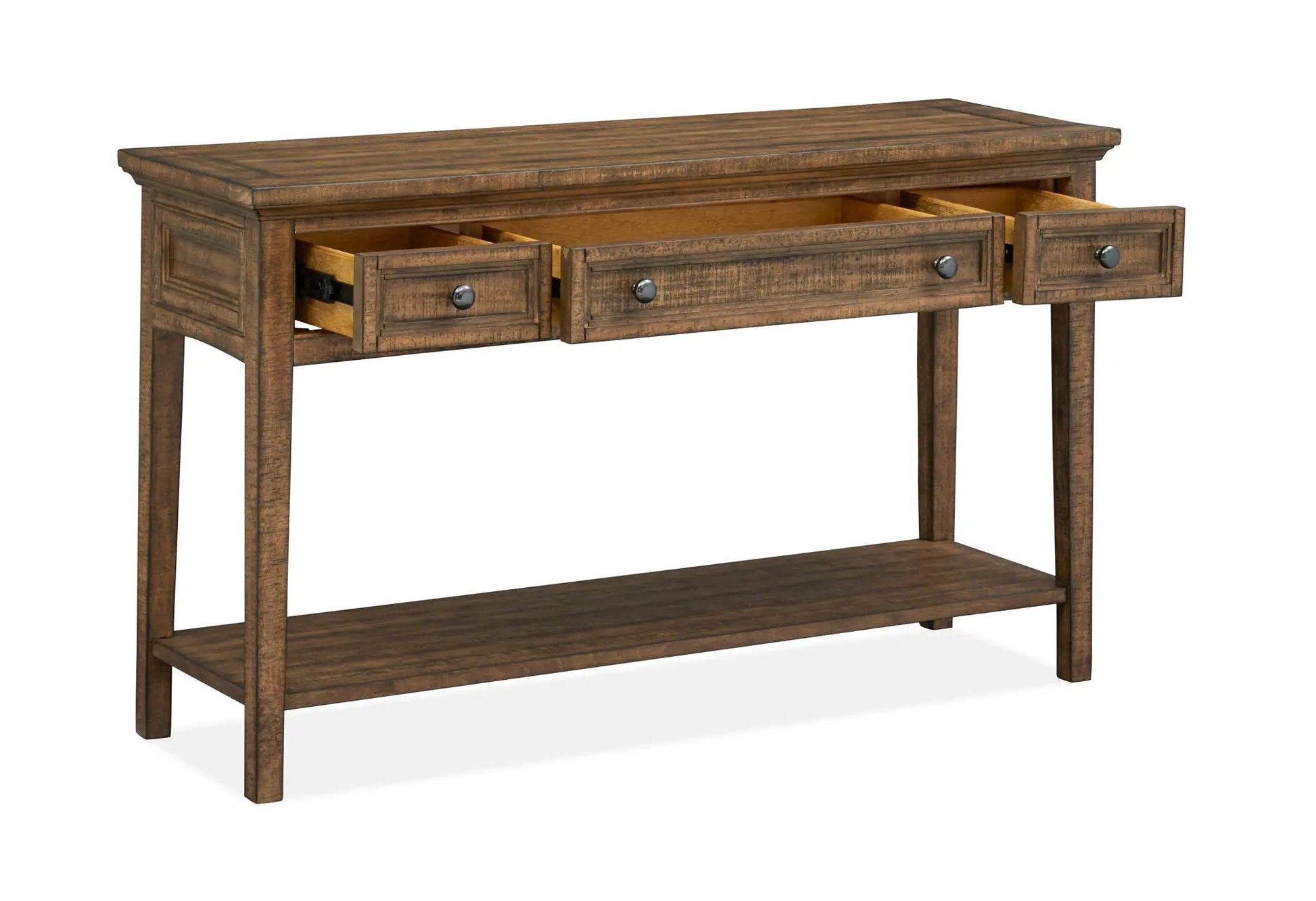 Bay Creek Rectangular Table in rustic wood finish with 3 front drawers by Unique Piece Furniture on Tampa Home & Garden Store