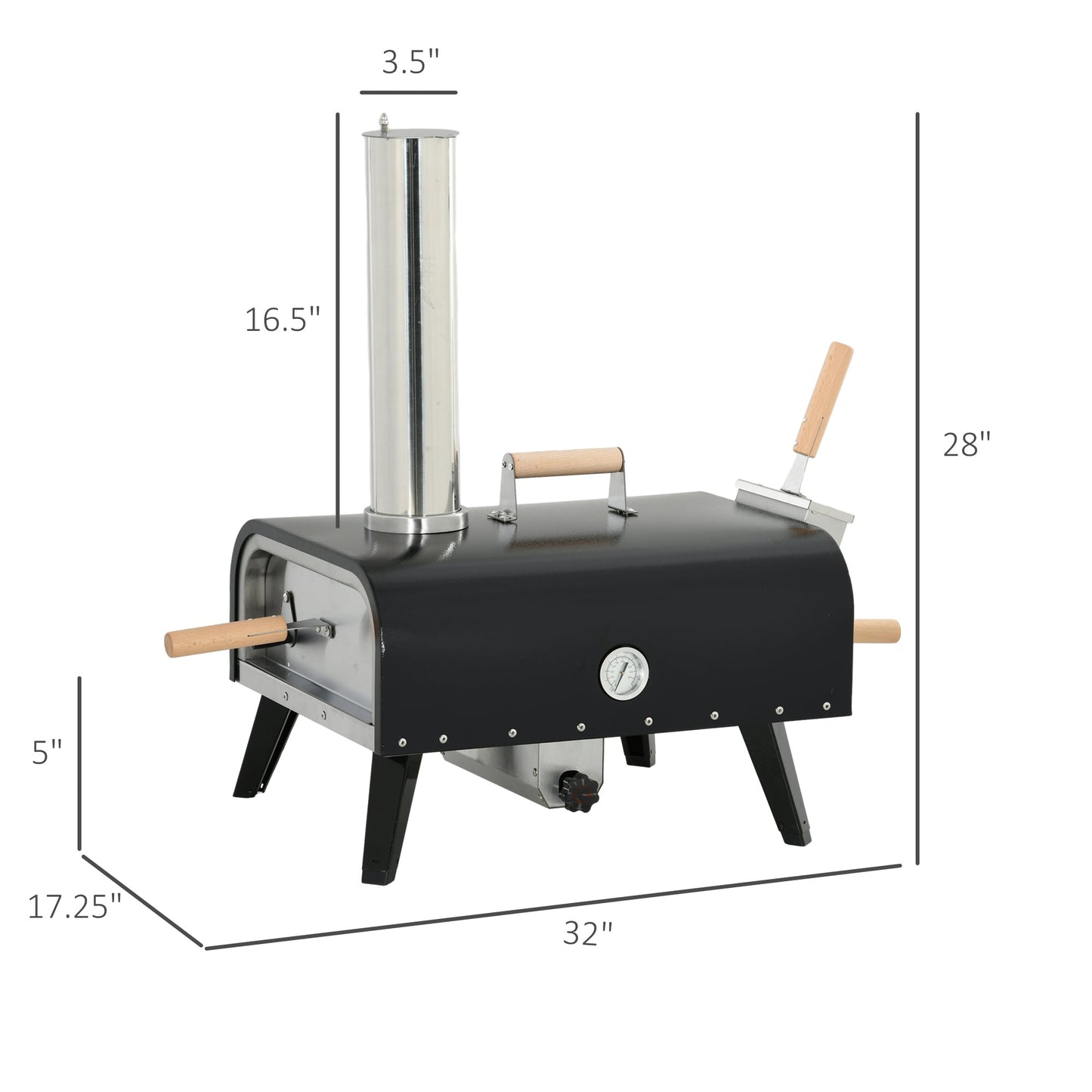 Outsunny outdoor pizza oven black with foldable legs and 12in rotating stone on Tampa Home & Garden Store
