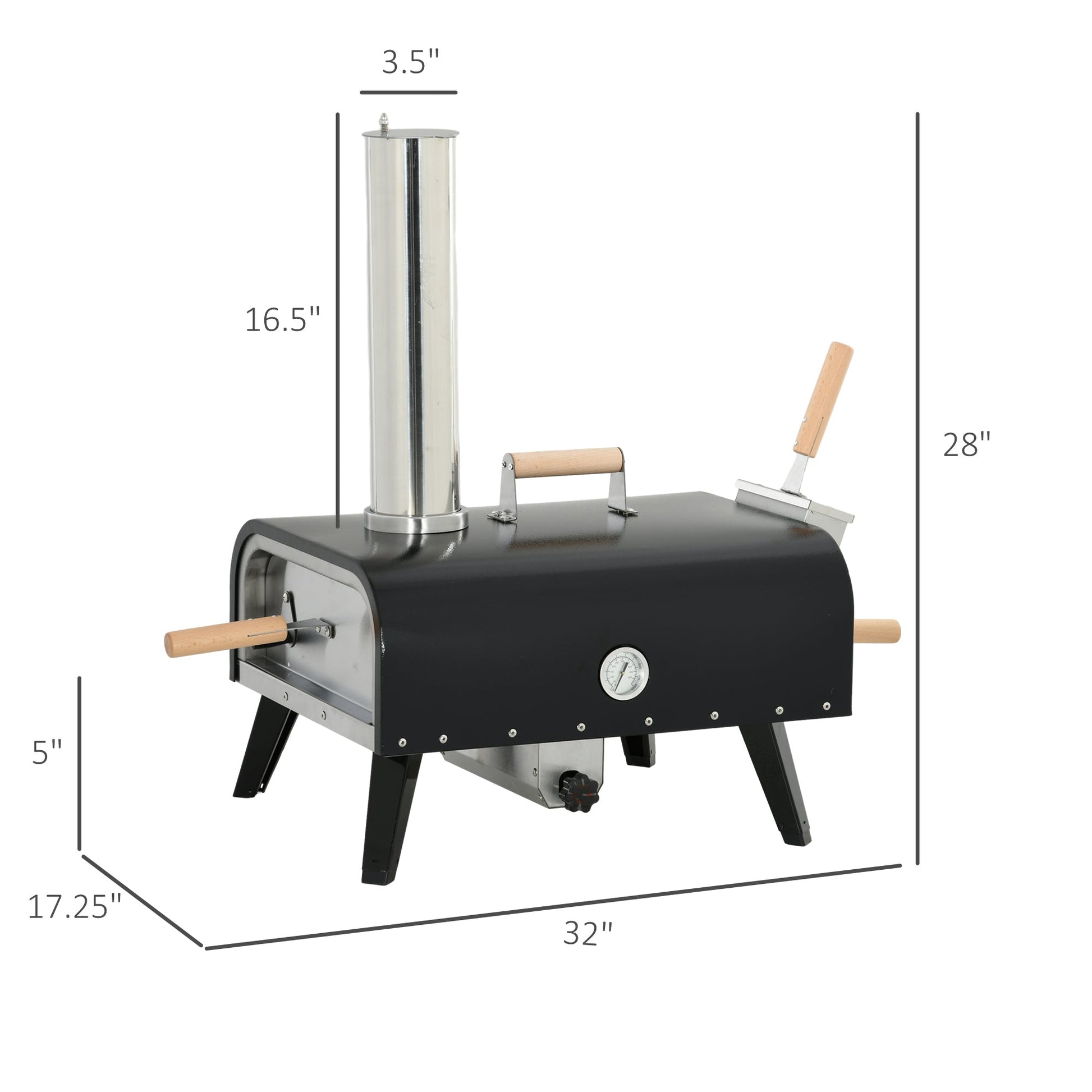 Outsunny outdoor pizza oven black with foldable legs and 12in rotating stone on Tampa Home & Garden Store