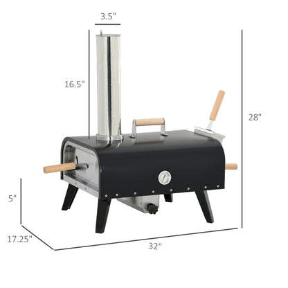 Outsunny outdoor pizza oven black with foldable legs and 12in rotating stone on Tampa Home & Garden Store