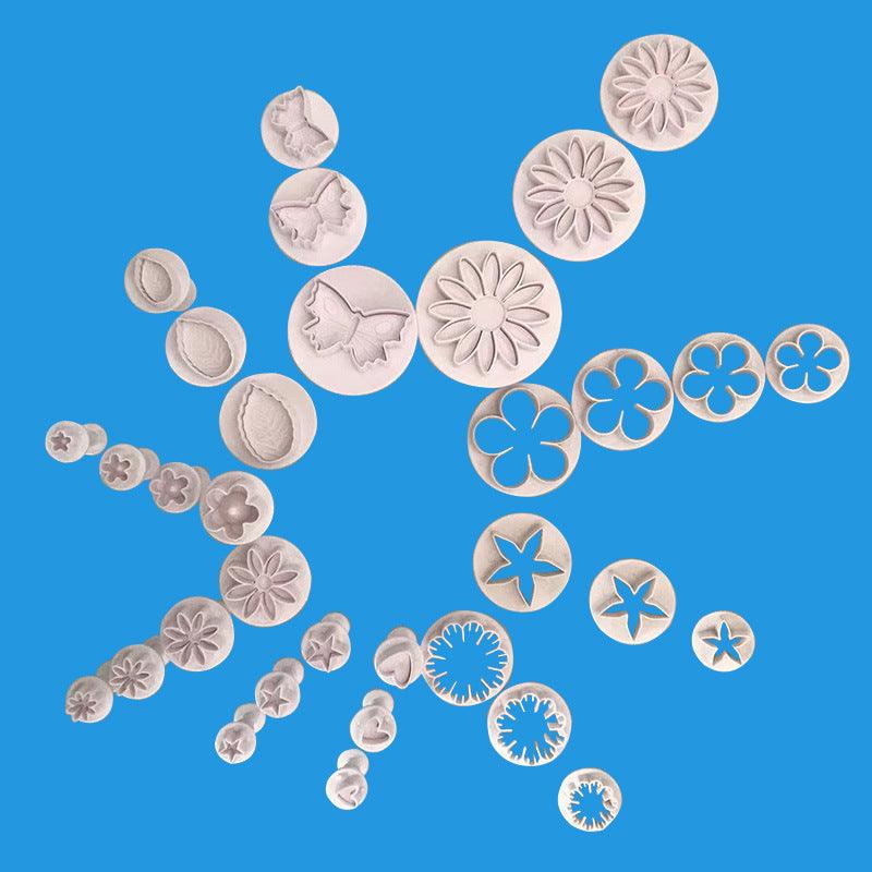 33pcs white fondant cutter set Stevvex; assorted flower and star shapes for sugarcraft on Tampa Home & Garden Store