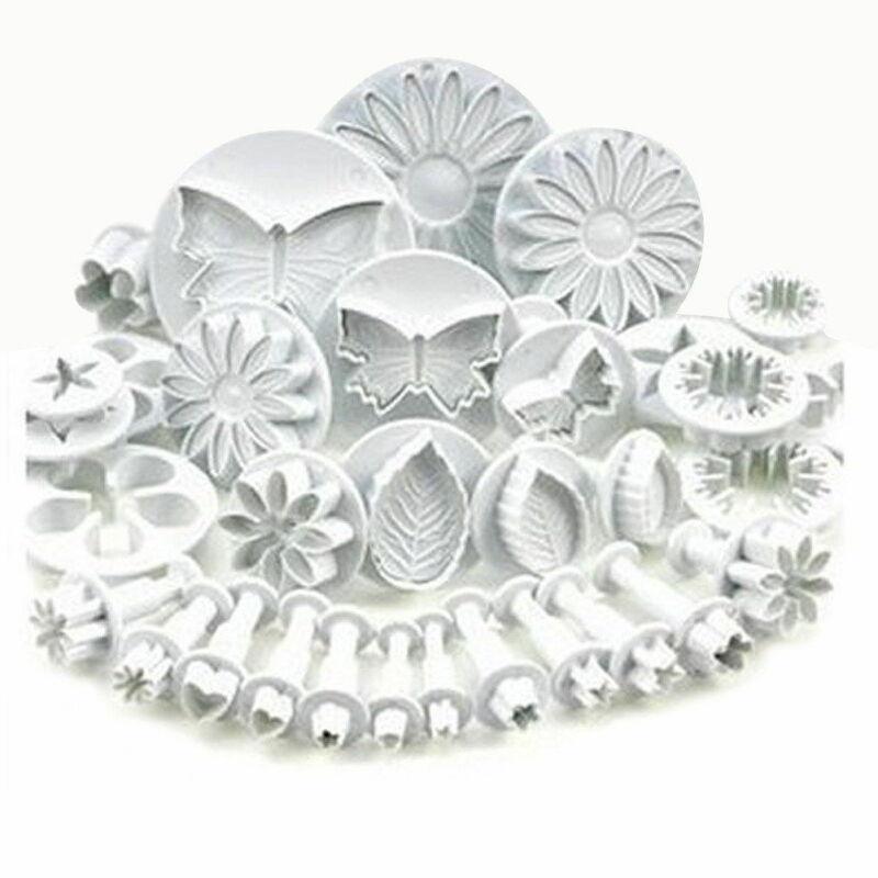 Stevvex 33pc fondant cutter set with flower, leaf, butterfly shapes for decorating on Tampa Home & Garden Store