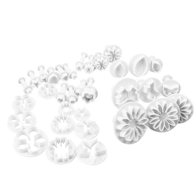 Stevvex 33-piece fondant cutter set with flower and leaf molds for sugarcraft cake decorating on Tampa Home & Garden Store