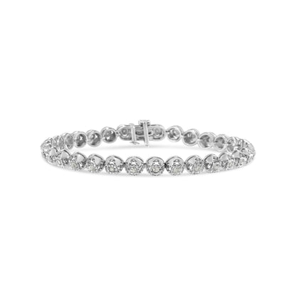 Sterling silver 7-inch diamond tennis bracelet with open quatrefoil links, I-J color I3 on Tampa Home & Garden Store
