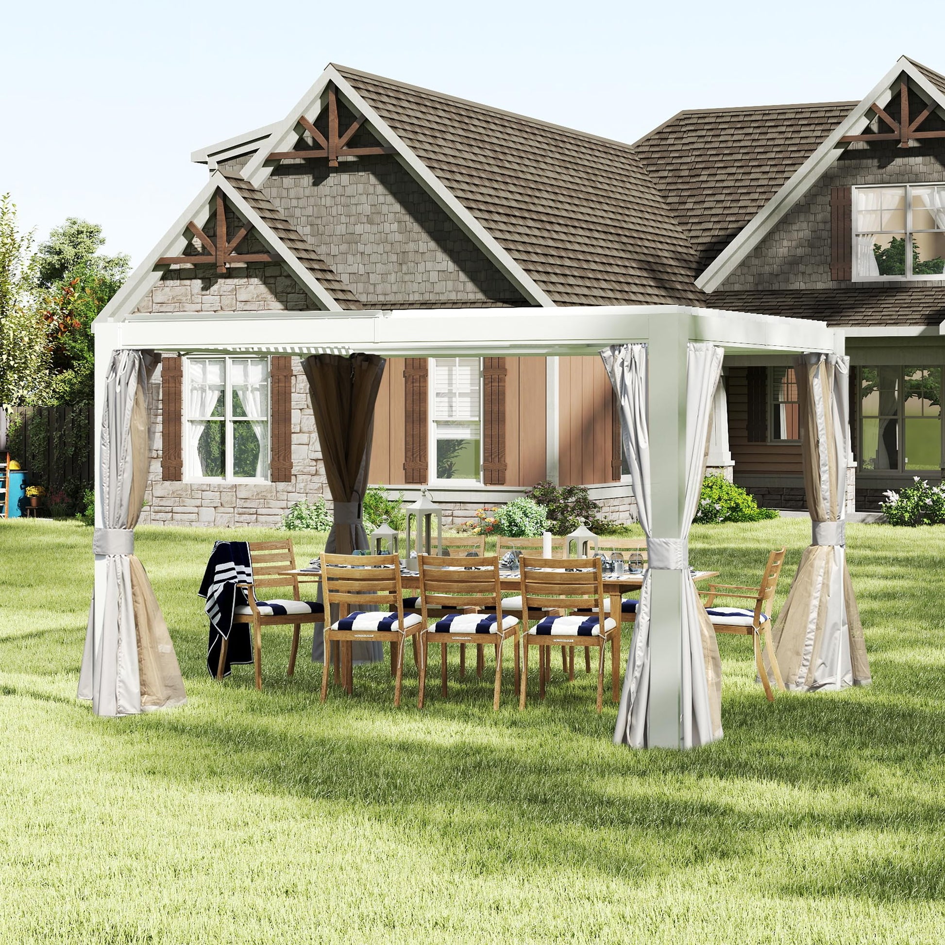 10x12 ft outdoor louvered pergola with adjustable louvers in white by HouseOfZazla on Tampa Home & Garden Store
