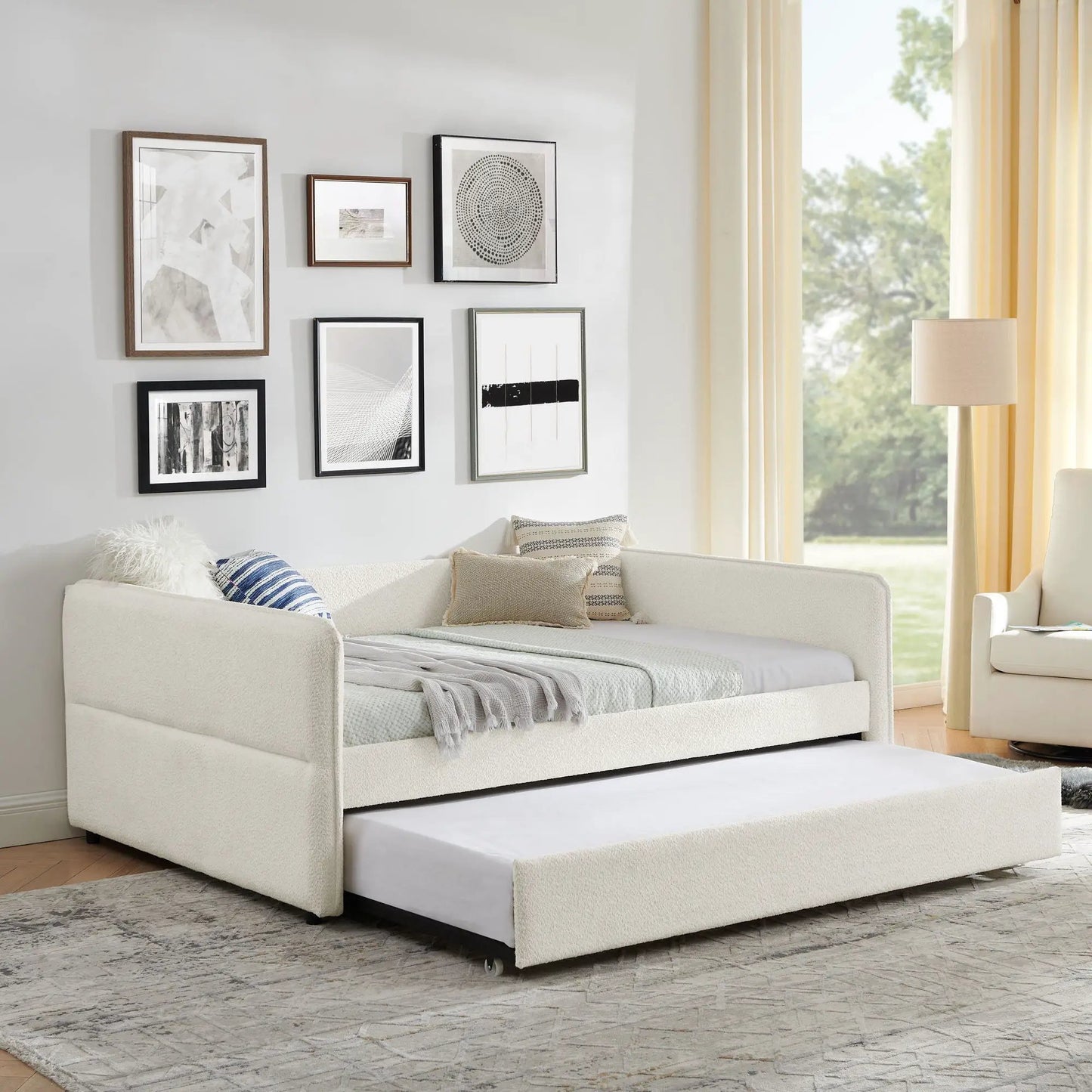 Upholstered Daybed With Pop Up Trundle For Guests