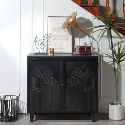 Modern Black Wood Storage Cabinet with Embossed Doors by HouseOfZazla, two-door accent furniture on Tampa Home & Garden Store
