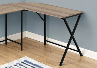 Corner Desk L-shaped oak veneer top with black metal legs Unique Piece Furniture on Tampa Home & Garden Store