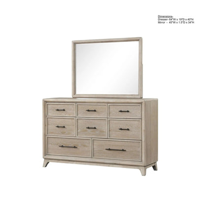 Oak 8-drawer dresser with square mirror on top by Unique Piece Furniture; metal handles on Tampa Home & Garden Store