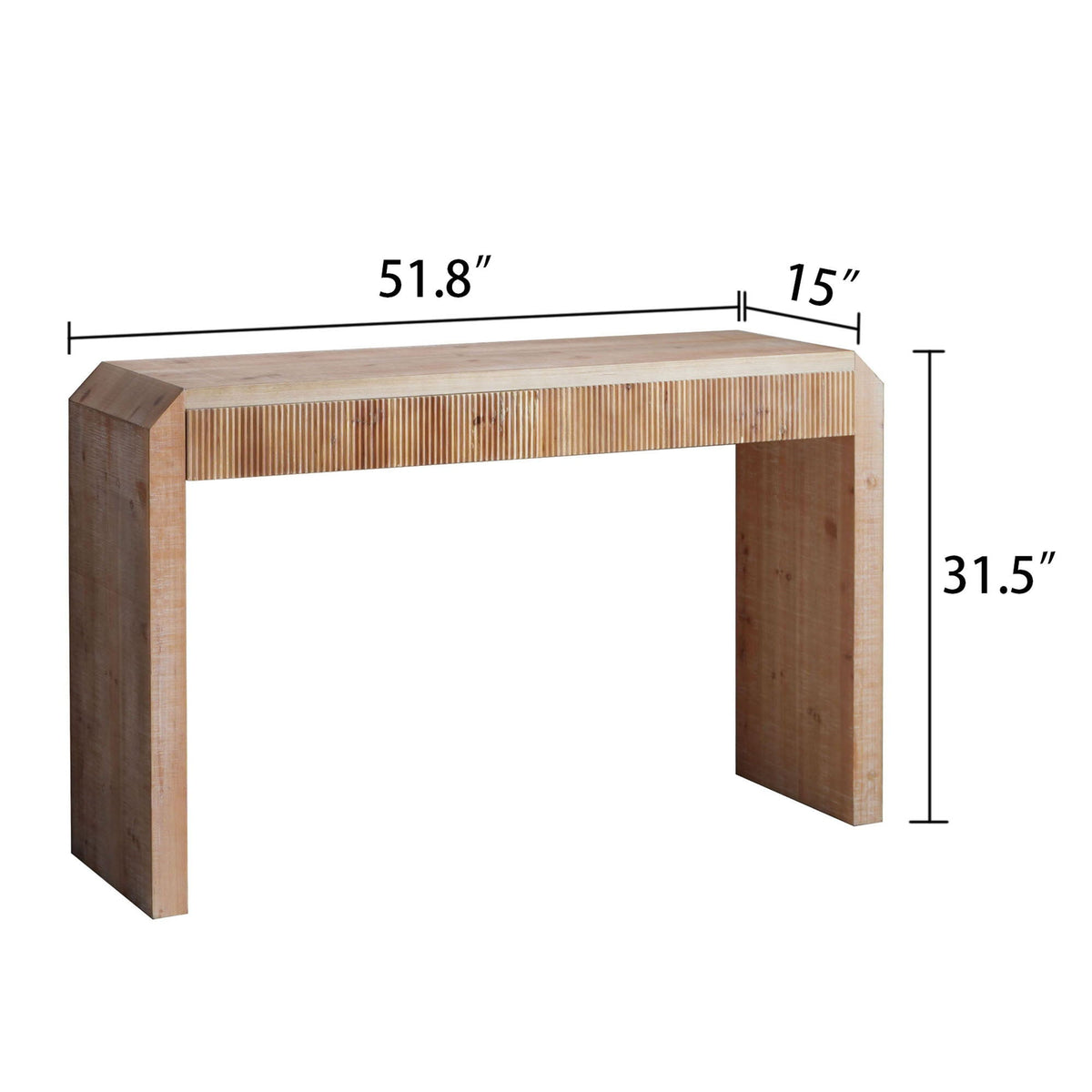Rustic modern console table natural wood with drawer storage and ribbed front by HouseOfZazla on Tampa Home & Garden Store