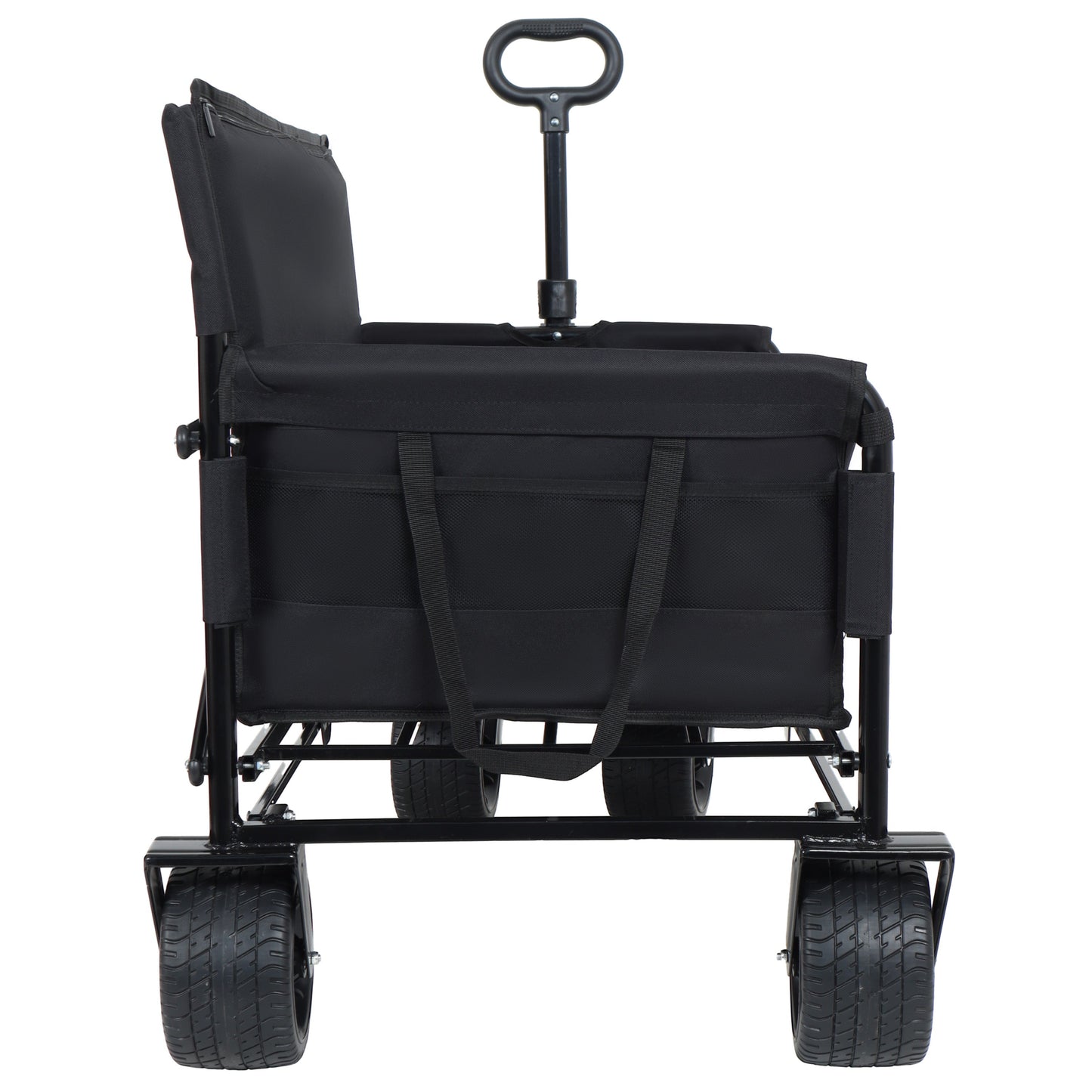 3-in-1 Folding Wagon Cart by HouseOfZazla, black outdoor wagon with bench & storage on Tampa Home & Garden Store