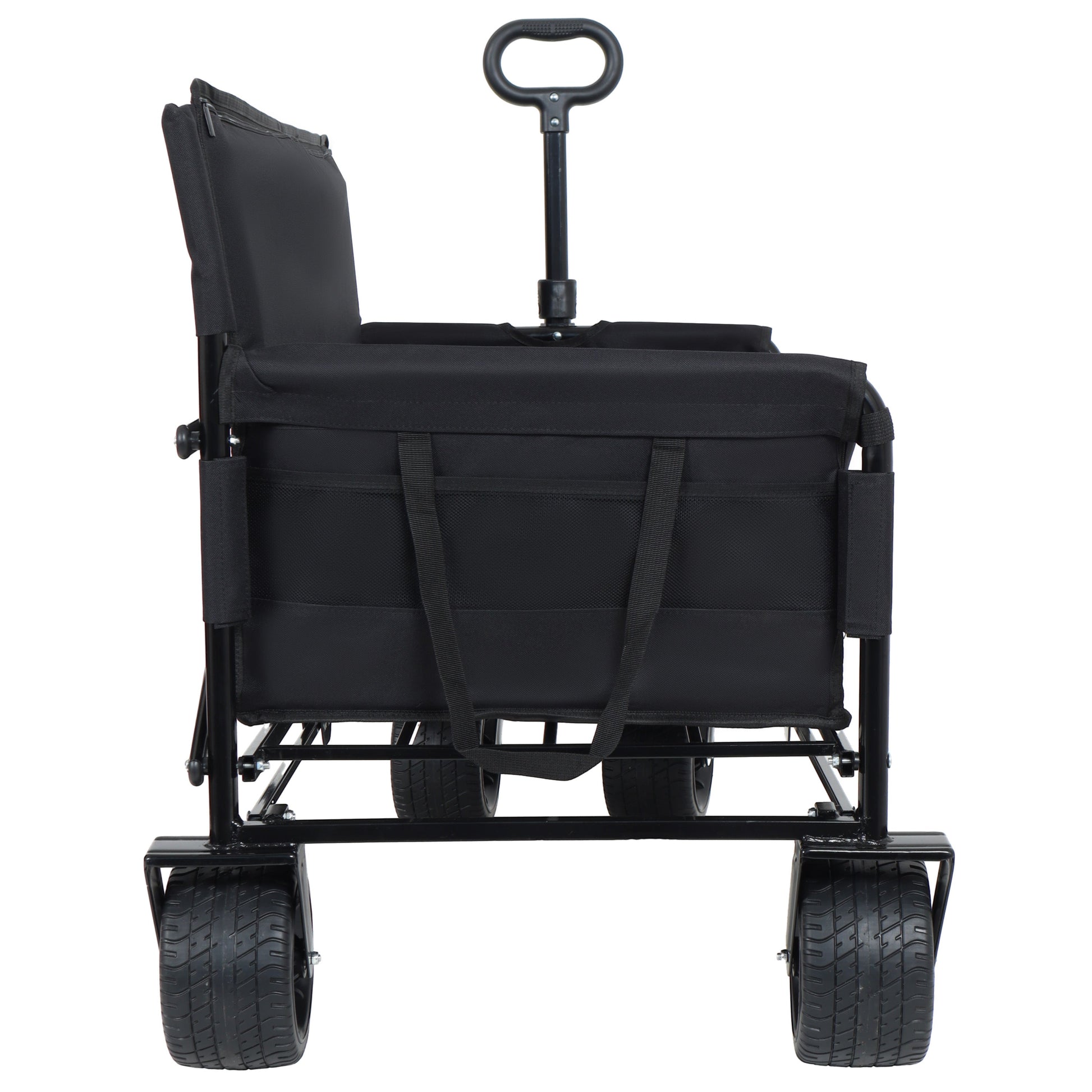3-in-1 Folding Wagon Cart by HouseOfZazla, black outdoor wagon with bench & storage on Tampa Home & Garden Store