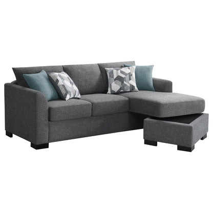 Pacheco Sleeper Sectional Chaise Sofa dark gray fabric with teal cushions HouseOfZazla on Tampa Home & Garden Store