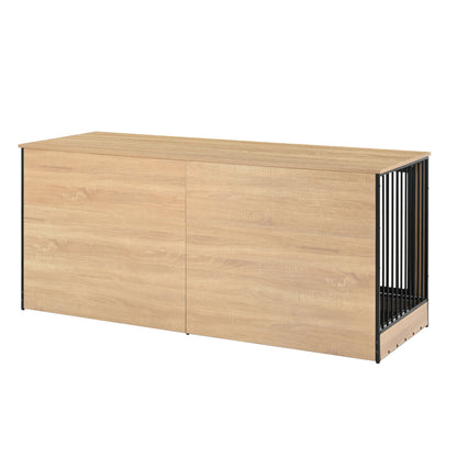 Dog Crate Furniture with Two Combined Rooms by HouseOfZazla, natural wood with black metal frame on Tampa Home & Garden Store
