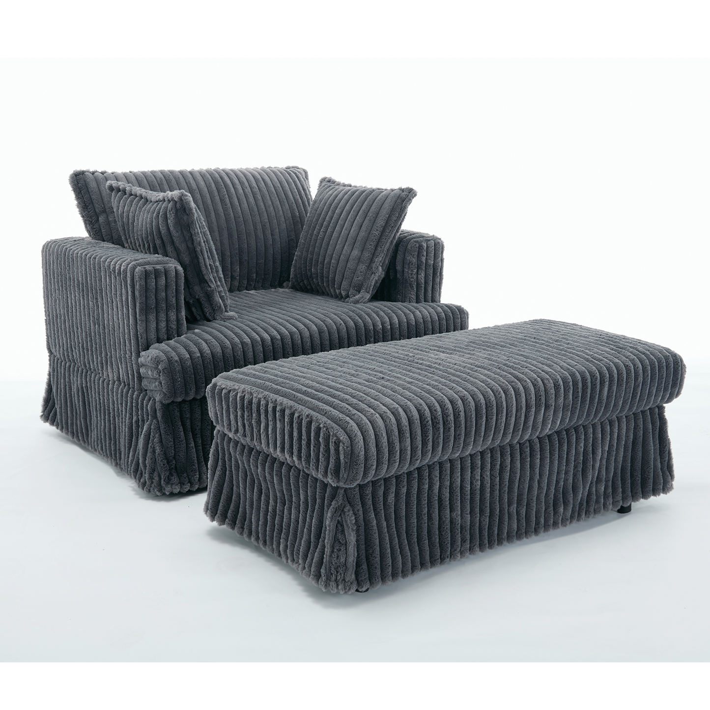 Oversized corduroy chaise lounge with matching ottoman in dark gray, HouseOfZazla on Tampa Home & Garden Store