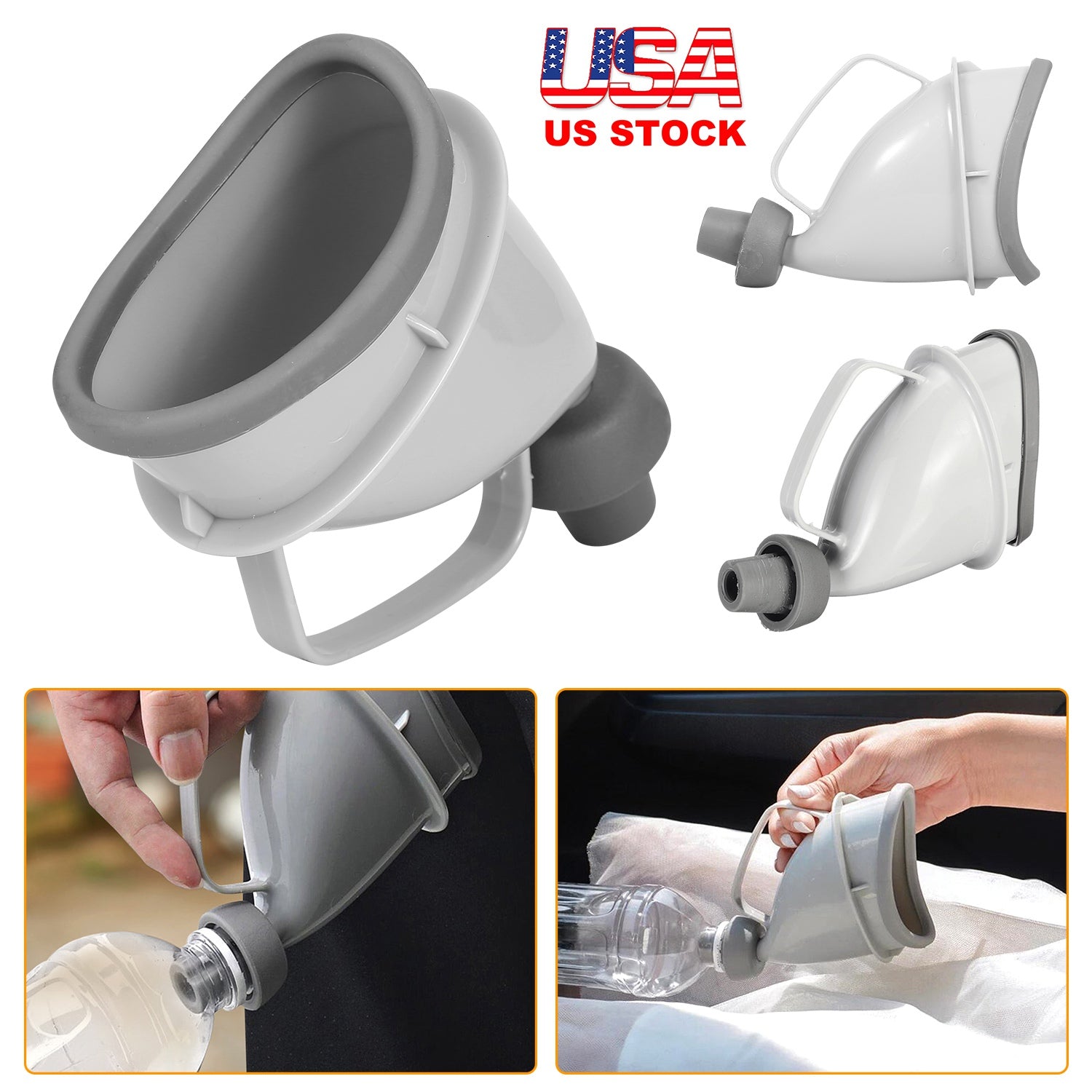 GemGear unisex portable potty funnel for adults, gray urinal with bottle adapter on Tampa Home & Garden Store