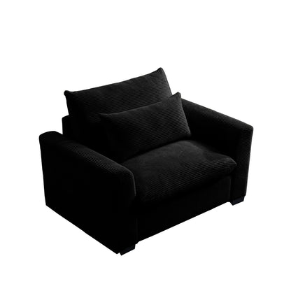 Black Corduroy Deep Seat Single Accent Chair