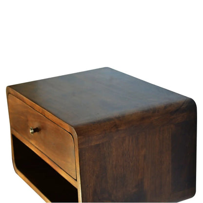 Curve Upper Slot Floating Nightstand with Drawer