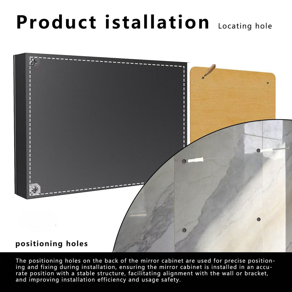 Wall LED bathroom cabinet with aluminium storage in black HouseOfZazla wall-mounted holes on Tampa Home & Garden Store