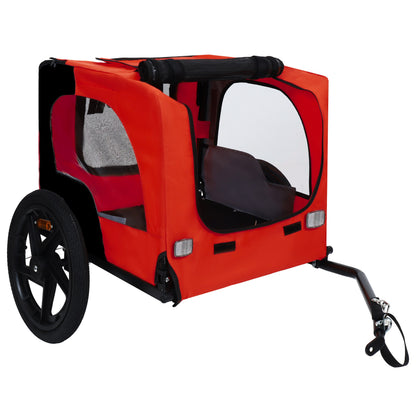 Pet Bike Trailer Dog Cart by HouseOfZazla in red fabric with black mesh window and wheels on Tampa Home & Garden Store