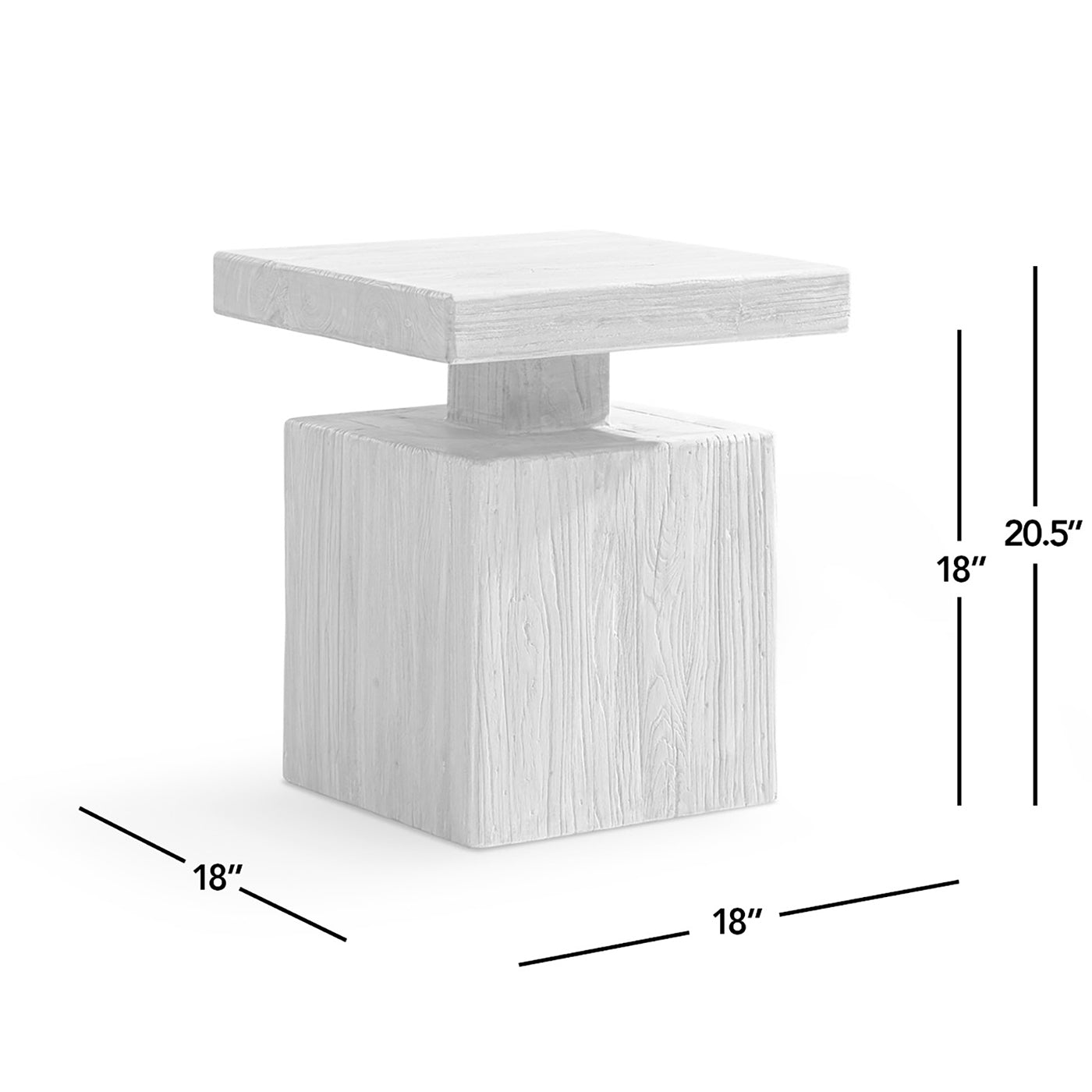 Calder 18in solid square reclaimed elm block end table Light Natural Brown HouseOfZazla on Tampa Home & Garden Store