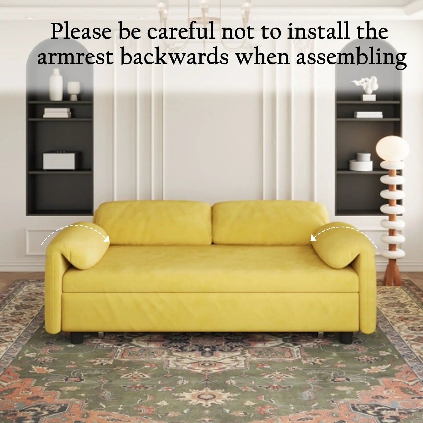 Yellow sleeper sofa, dual purpose lounge with retractable queen bed, by Unique Piece Furniture on Tampa Home & Garden Store