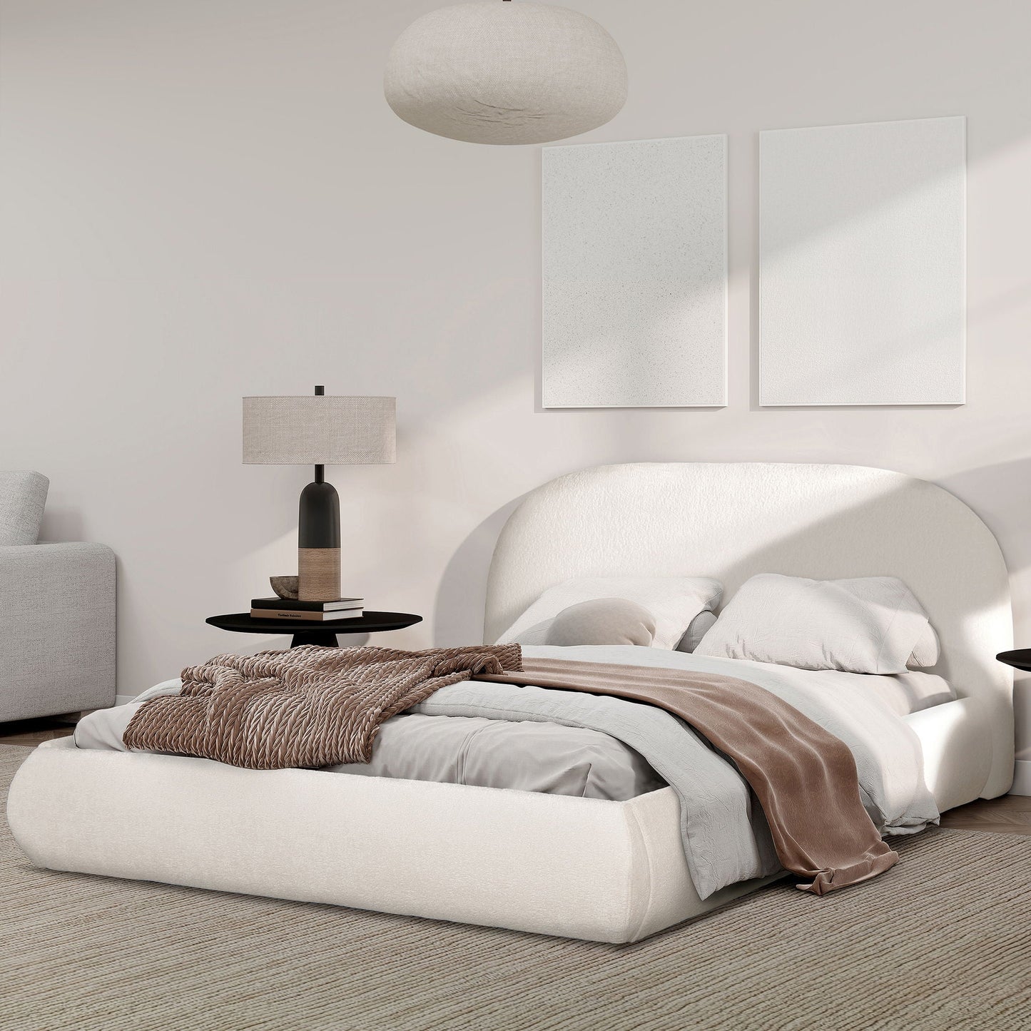 Archie Puffy Upholstered Platform Bed and Frame