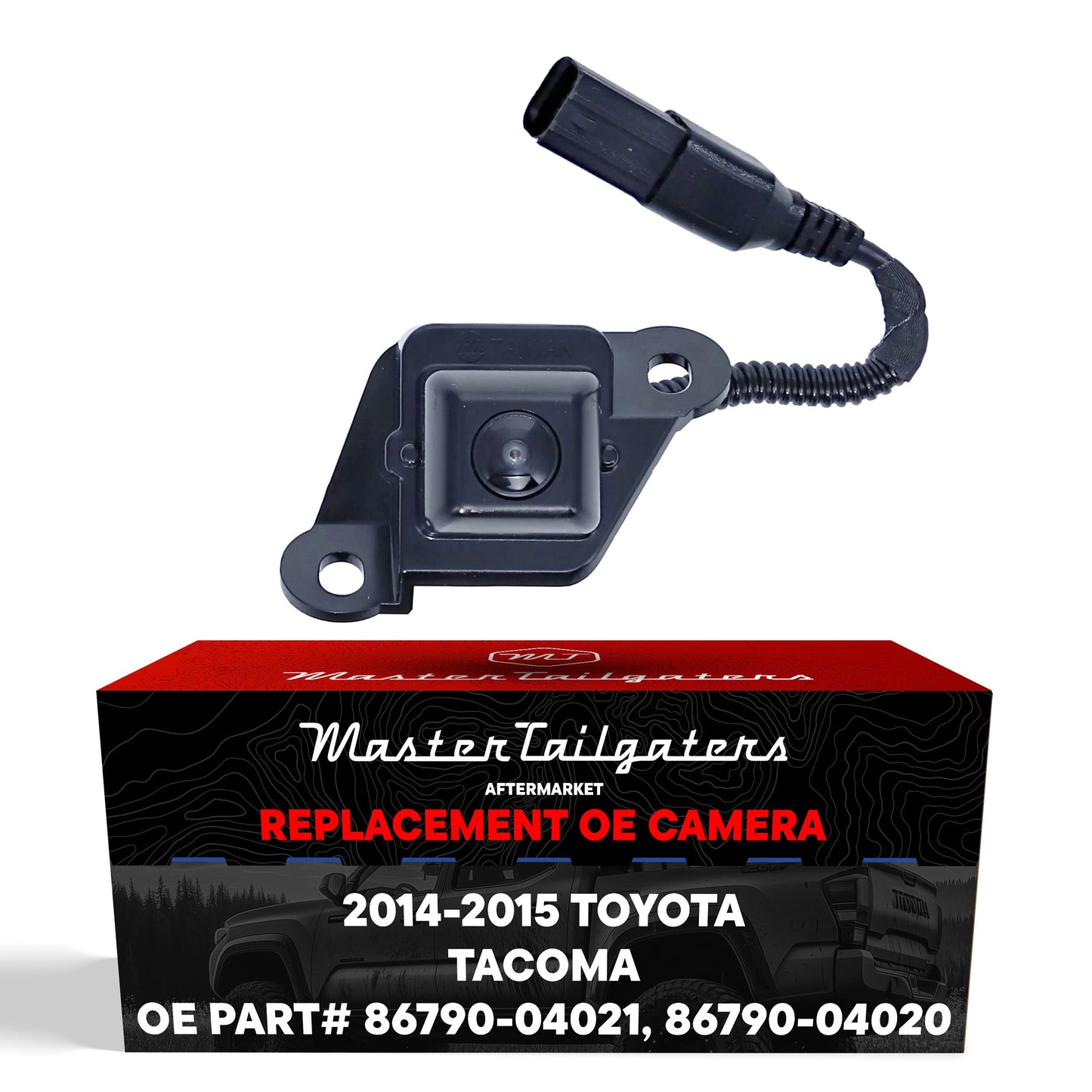 Master Tailgaters Toyota Tacoma 2014-2015 OEM backup camera with black housing and wiring harness on Tampa Home & Garden Store