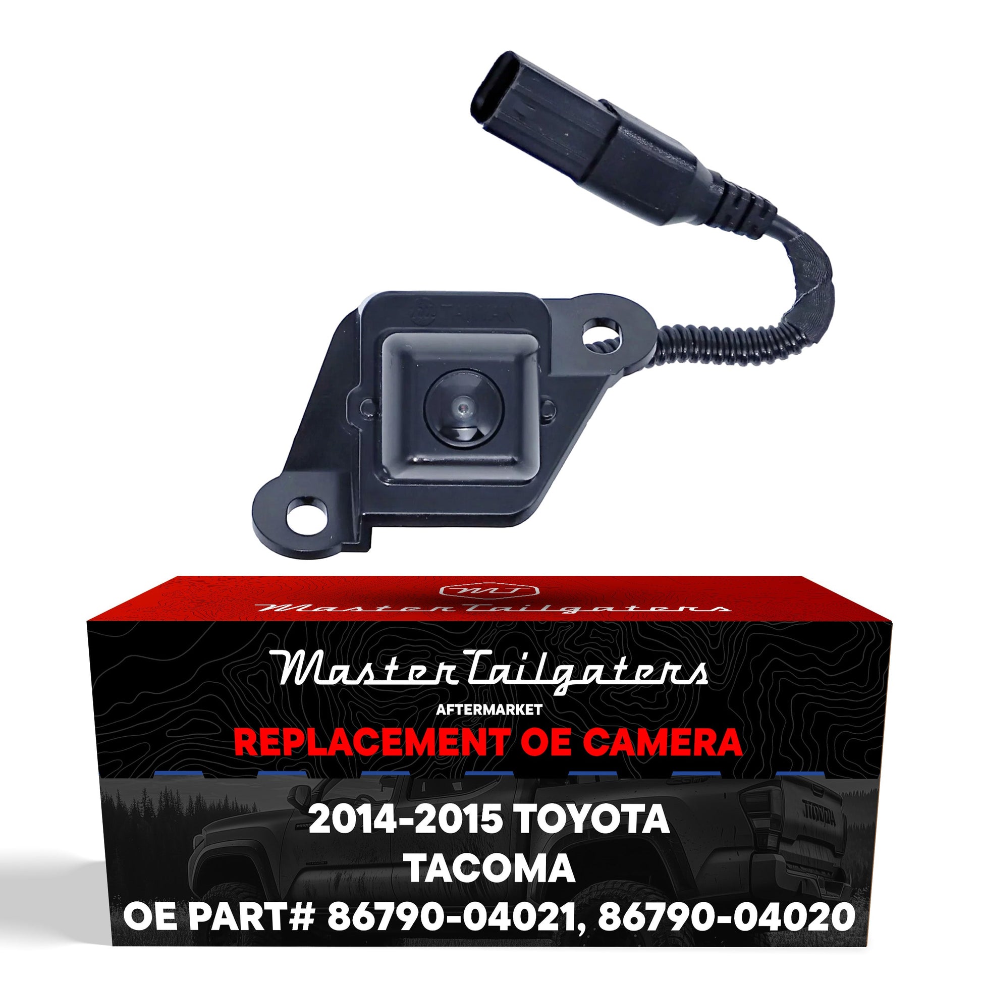 Master Tailgaters Toyota Tacoma 2014-2015 OEM backup camera with black housing and wiring harness on Tampa Home & Garden Store