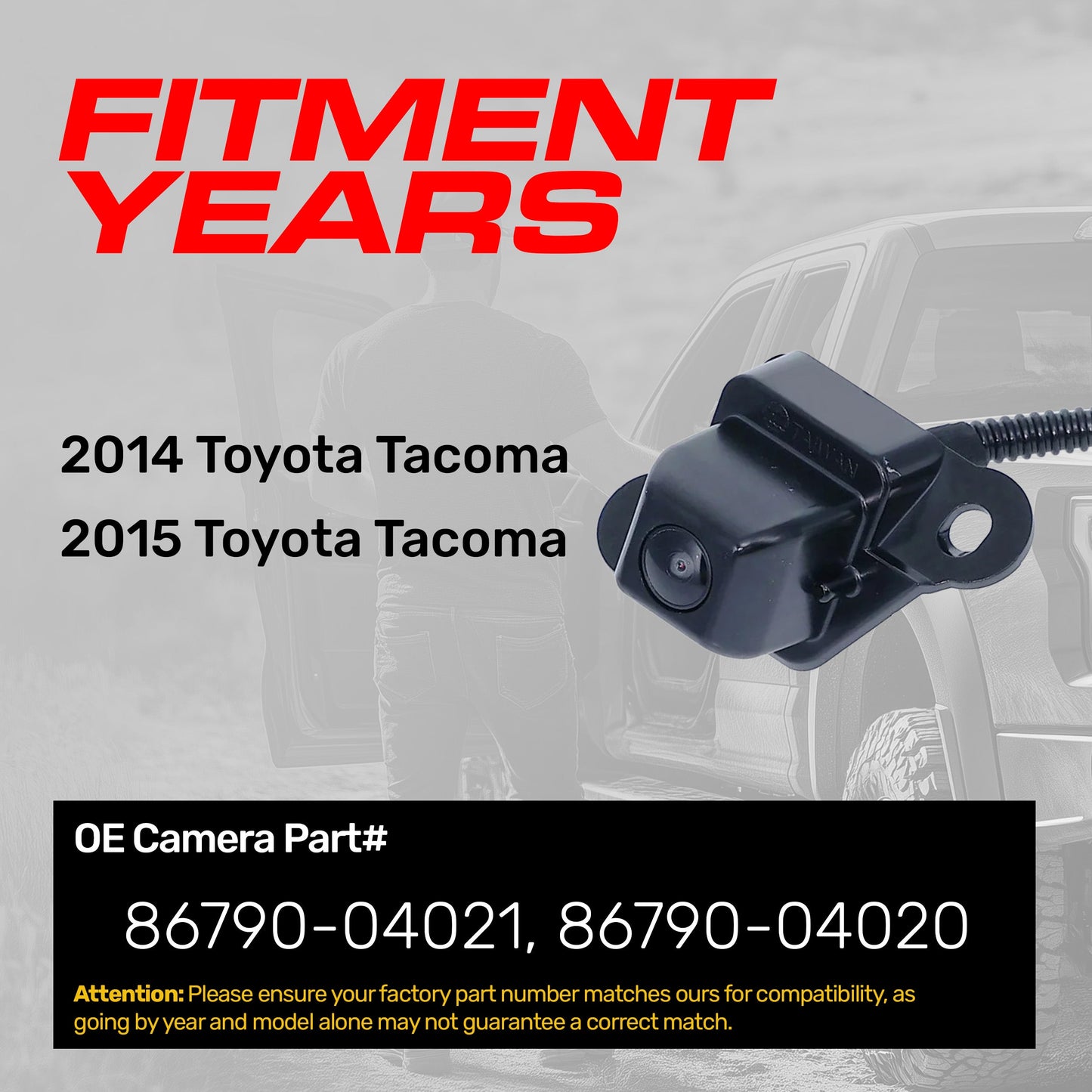 Master Tailgaters backup camera for 2014-2015 Toyota Tacoma; black OEM camera on Tampa Home & Garden Store