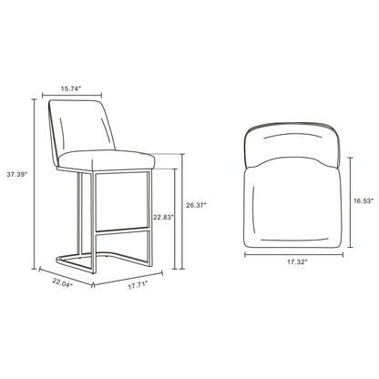Serena Counter Stool by HouseOfZazla, cream upholstered seat with metal cantilever frame on Tampa Home & Garden Store