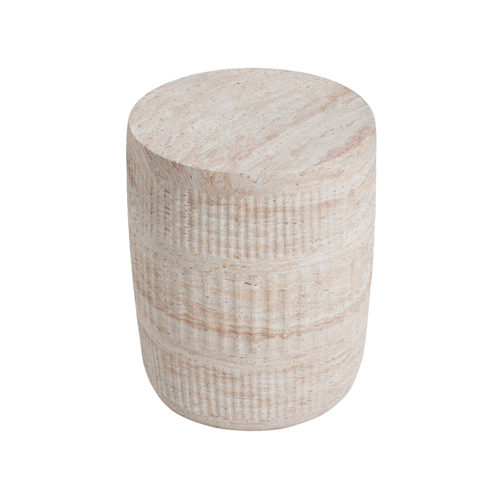 Lightweight concrete side table with beige travertine top for outdoor or indoor use, HouseOfZazla on Tampa Home & Garden Store