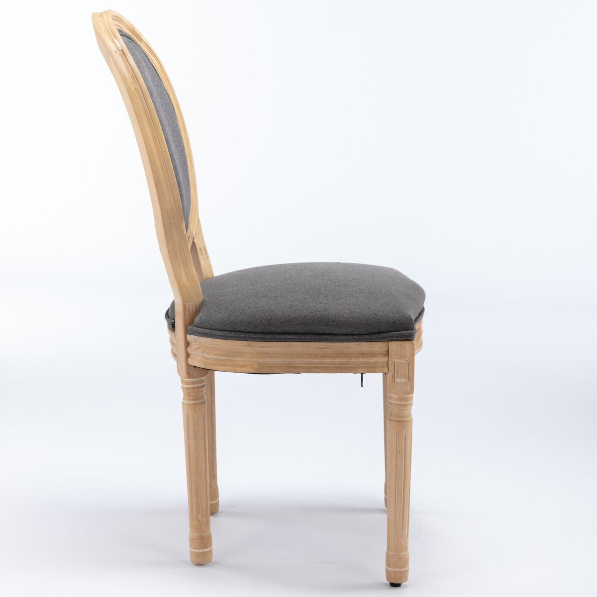 French style solid wood dining chair with gray fabric back and seat by HouseOfZazla on Tampa Home & Garden Store