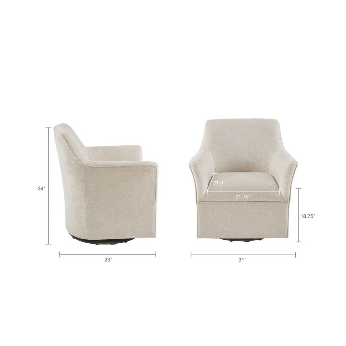 Swivel Glider Chair with 360° rotation and metal base in beige fabric, set of two swing chairs on Tampa Home & Garden Store