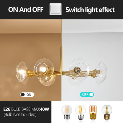 36in modern gold 8-light Sputnik chandelier with clear glass shades by HouseOfZazla on Tampa Home & Garden Store