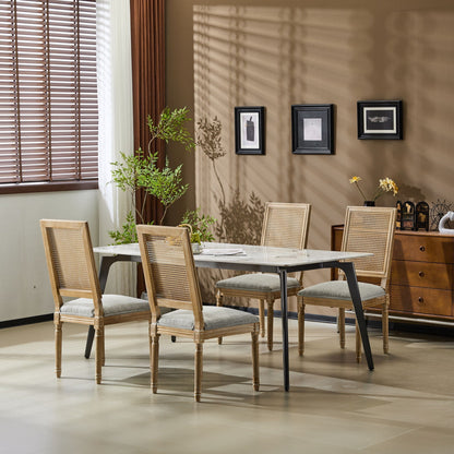 French Country dining chair set of four with rectangular cane back and upholstered seats on Tampa Home & Garden Store