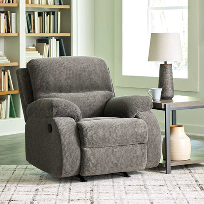 Scranto Rocker Recliner by Unique Piece Furniture in gray textured fabric on Tampa Home & Garden Store