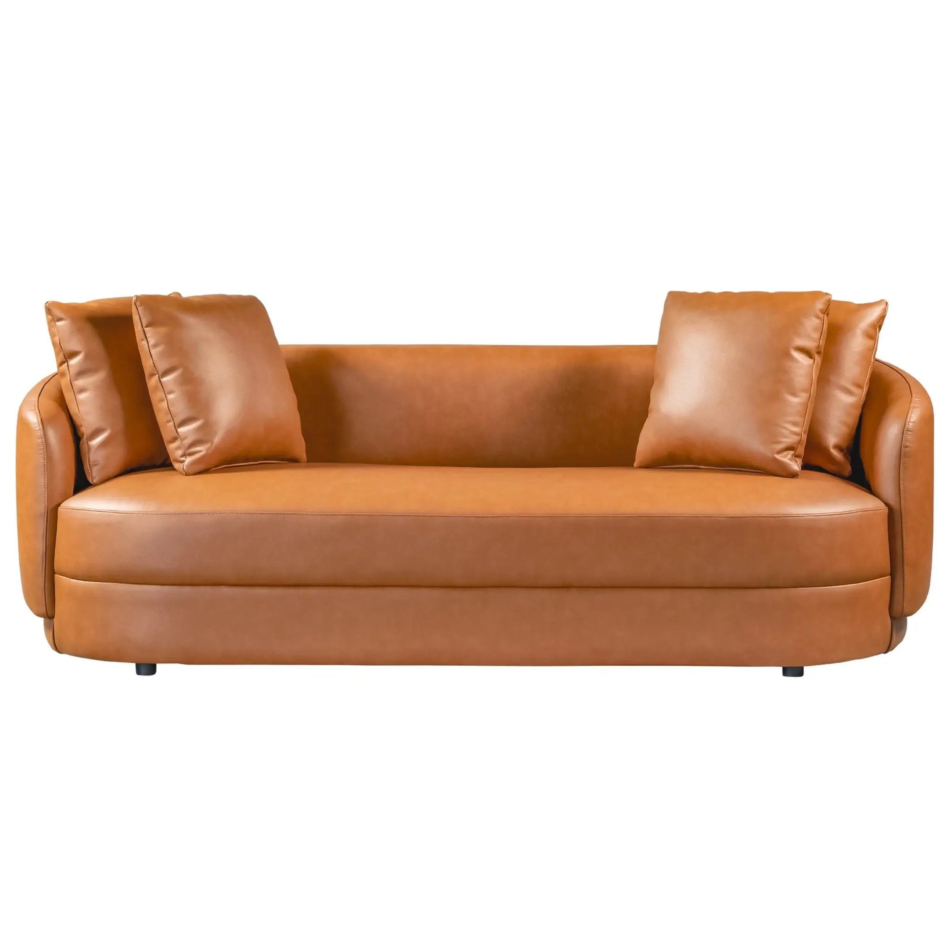 Dylan Modern French Boucle Sofa tan leather-look cushions stationary sofa on Tampa Home & Garden Store