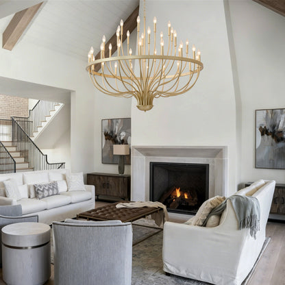 36-Light Gold Industrial Iron Candle Chandelier by HouseOfZazla in living room on Tampa Home & Garden Store